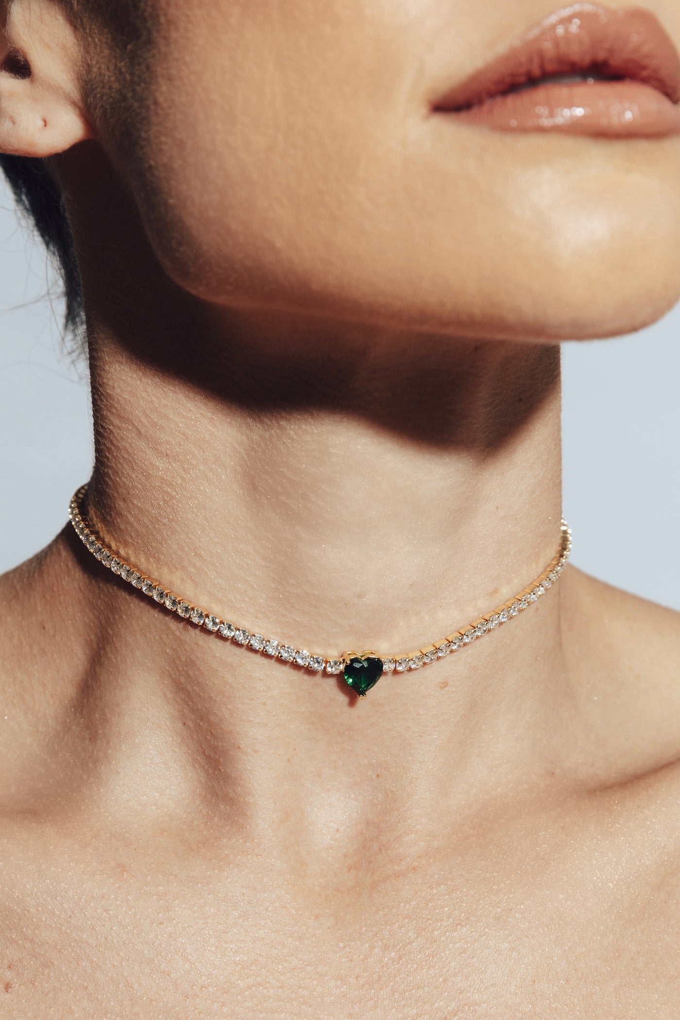 Theia Green Heart Jewel Choker Necklace